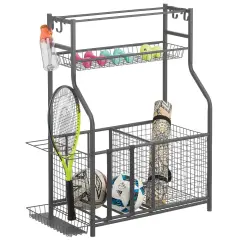 mDesign Metal Heavy Duty Garage Sports Storage Rack with Top Shelf