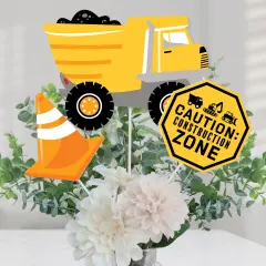 Big Dot of Happiness Dig It - Construction Party Zone - Baby Shower or Birthday Party Centerpiece Sticks - Table Toppers - Set of 15