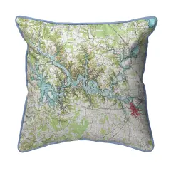 Tims Ford Lake, TN Nautical Map Pillow 22x22 &ndash; Extra Large Zippered