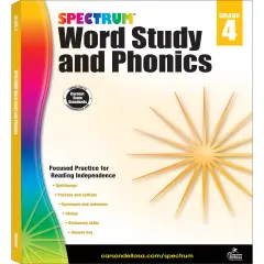Spectrum Grade 4 Word Study and Phonics Workbook, Language Arts Book Covering Vocabulary, Dictionary Skills, Spelling, Synonyms, Diphthongs, Prefixes, Suffixes, ELA Classroom or Homeschool Curriculum