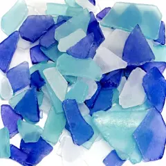Sea Glass Craft 11 Ounces Cobalt Blue White and Aqua Tumbled Sea Glass Decor Bulk Seaglass Pieces for Beach Wedding Decor and Crafts