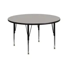 Emma and Oliver 42" Round HP Laminate Adjustable Preschool Activity Table Gray