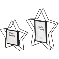 Modern Star Shape Black Metal Decor Photo Frame for Tabletop Display
