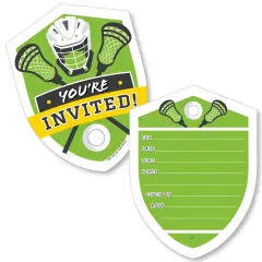 Big Dot of Happiness Lax to the Max Lacrosse Shaped Fill-In Invitations Party Invitation Cards with Envelopes Set of 12