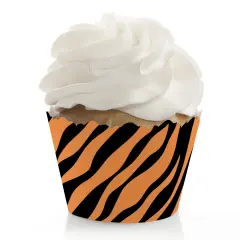 Big Dot of Happiness Tiger Print - Jungle Party Decorations - Party Cupcake Wrappers - Set of 12