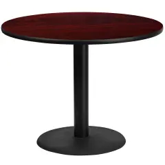 Emma and Oliver 42" Round Laminate Table Top with 24" Round Table Height Base Mahogany