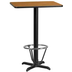Emma and Oliver 24"x30" Rectangular Laminate Bar Table with 22"x22" Foot Ring Base Natural