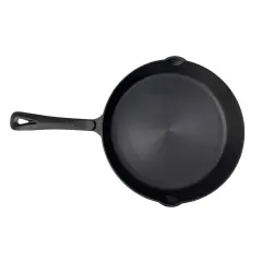Lehman's Cast Iron Skillet - Nitrogen Hardened Cookware, Tough but Lightweight, No Need to Season, Silicone Safety Handle Included