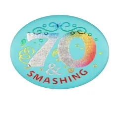 Beistle Pack of 6 Blue and Red '70 and Smashing' Satin Buttons 2"