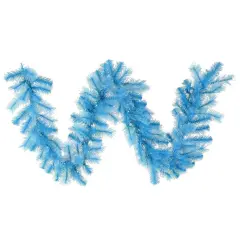 Vickerman Pre-Lit Cashmere Artificial Christmas Garland - 9' x 16" - Blue - Clear Dura Lit Lights