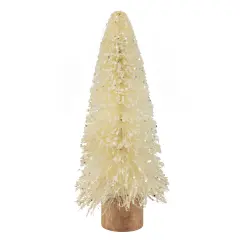 Northlight Glittered Sisal Christmas Tree with Wooden Base Decoration - 8.75" - Cream Ivory