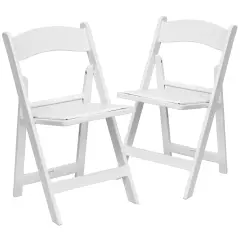 Emma and Oliver Folding Chair - Resin&ndash; 2 Pack 800LB Weight Capacity Event Chair White