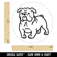 English Bulldog Standing Dog Self-Inking Rubber Stamp for Stamping Crafting Planners Black
