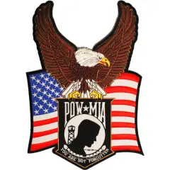 POW MIA American Flag with Eagle Patch 11"