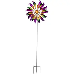 Northlight Mardi Gras Flower Outdoor Pinwheel Garden Stake - 4.5' Purple