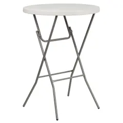 Emma and Oliver 2.63-Foot Round Plastic Bar Height Folding Table Granite White