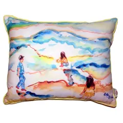 Betsy Drake Playing at the Beach Extra Large Pillow 20 X 24