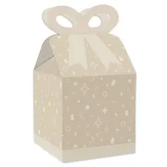 Big Dot of Happiness Tan Confetti Stars - Square Favor Gift Boxes - Simple Party Bow Boxes - Set of 12