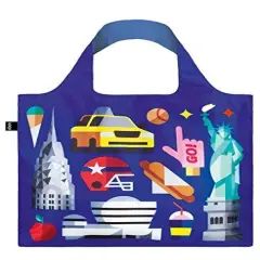 LOQI HEY Studio New York Reusable Shopping Bag, Blue