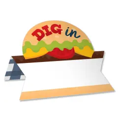 Big Dot of Happiness Fire Up the Grill - Summer BBQ Picnic Party Tent Buffet Card - Table Setting Name Place Cards - Set of 24