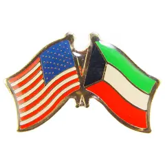 American & Kuwait Flags Pin 1"
