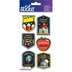 Sticko Back To School Patches Dimensional Puffy Stickers
