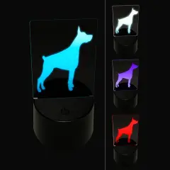 Dobermann Pinscher Dog Solid 3D Illusion LED Night Light Sign Nightstand Desk Lamp