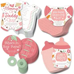 Big Dot of Happiness Girl Little Pumpkin - 4 Fall Baby Shower Games - 10 Cards Each - Gamerific Bundle