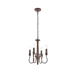Flynx 4 lights pendant in weathered oak