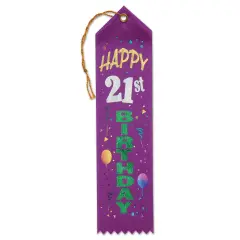 Happy 21st Birthday Award Ribbon (Pack of 6)
