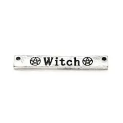 4 or 20 Pieces: Silver Witch Wiccan Bar Connector Charms