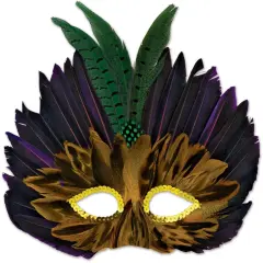Mardi Gras Feathered Mask (Pack of 12)