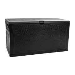 Merrick Lane 120 Gallon Weather Resistant Outdoor Storage Box for Decks, Patios, Poolside and More Black