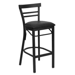 Emma and Oliver Two-Slat Ladder Back Metal Restaurant Dining Barstool BlackVYL/BlackMetal