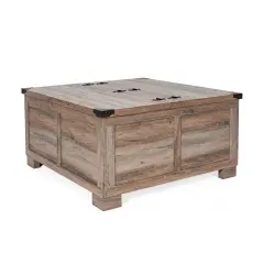Merrick Lane Green River Farmhouse Storage Coffee Table Gray Wash