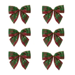 Northlight Plaid 2-Loop Christmas Bow Decorations - 5.5" - Red and Green - Pack of 6