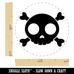 Cute Simple Skull and Crossbones Self-Inking Rubber Stamp for Stamping Crafting Planners Blue