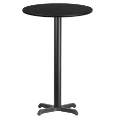 Emma and Oliver 24" Round Laminate Table Top with 22"x22" Bar Height Table Base Black