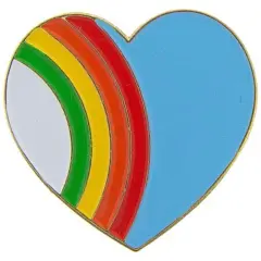 Blue Rainbow Heart Pin 1"