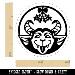 Cheeky Krampus Under Mistletoe Christmas Self-Inking Rubber Stamp Ink Stamper for Stamping Crafting Planners Brown