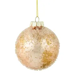 Northlight Frosted Fused Glass Christmas Ball Ornament - 3.25" - Rose Gold