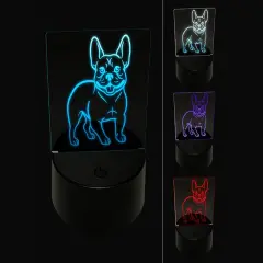 Charming Frenchie French Bulldog Pet Dog 3D Illusion LED Night Light Sign Nightstand Desk Lamp