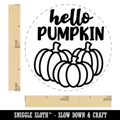 Hello Pumpkin Fall Autumn Halloween Thanksgiving Self-Inking Rubber Stamp Ink Stamper for Stamping Crafting Planners Red