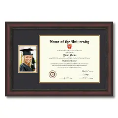ArtToFrames 11x14 inch Diploma Frame with 6" x 8" Inch Image Opening - Framed with Black and Gold Mats, Comes with Regular Acrylic and Sawtooth Hanger for Wall Hanging (DT-11x14)