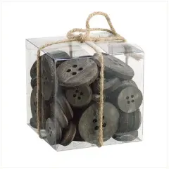 Allstate 4" Clear and Gray Country Cabin Assorted Rusted Buttons in Decorative Box
