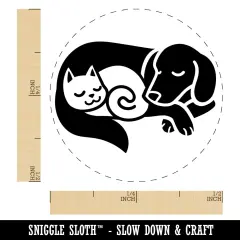 Dog and Cat Sleeping Self-Inking Rubber Stamp Ink Stamper for Stamping Crafting Planners Purple