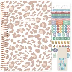 bloom daily planners Undated Soft Cover Planner, 5.5" x 8.25", Tan Leopard