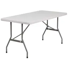 Emma and Oliver 5-Foot Plastic Folding Table Granite White