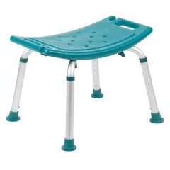 Emma and Oliver Tool-Free 300 Lb. Capacity, Adjustable Bath & Shower Chair w/ Non-slip Feet Teal