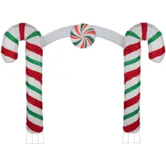Northlight Lighted Double Candy Cane Archway Outdoor Christmas Decoration - 7' - Warm White Red